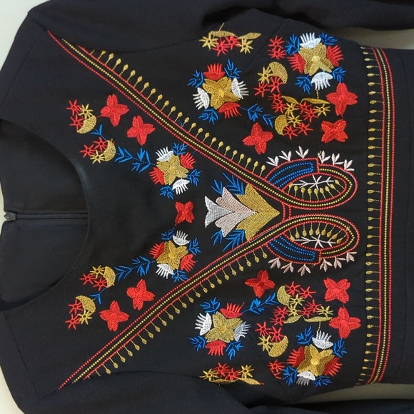Five Cats Colorful Embroidered Black Dress - Size: S - Lai Meng - Picture 2 of 5